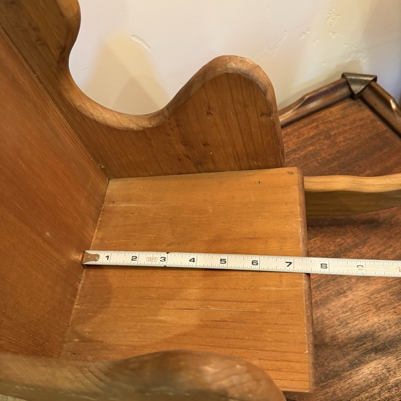 Vintage Handmade Wood Doll Rocking Chair Plant Stand Heart Cutout Cottagecore - Picture 6 of 10